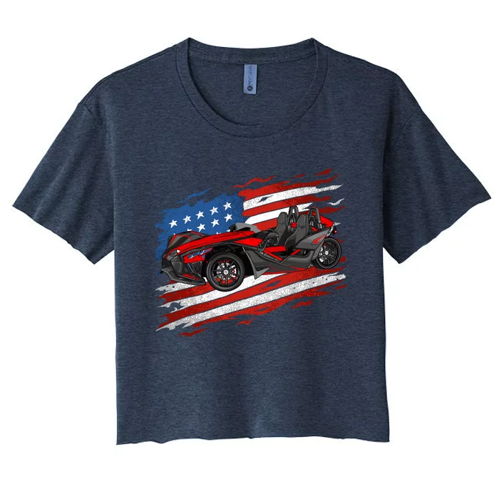 Slingshot Driver 4th Of July Slingshot American Flag Women's Crop Top Tee