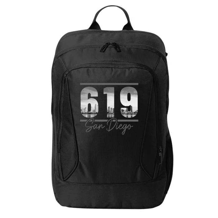 San Diego 619 Area Code Vintage Skyline California City Backpack