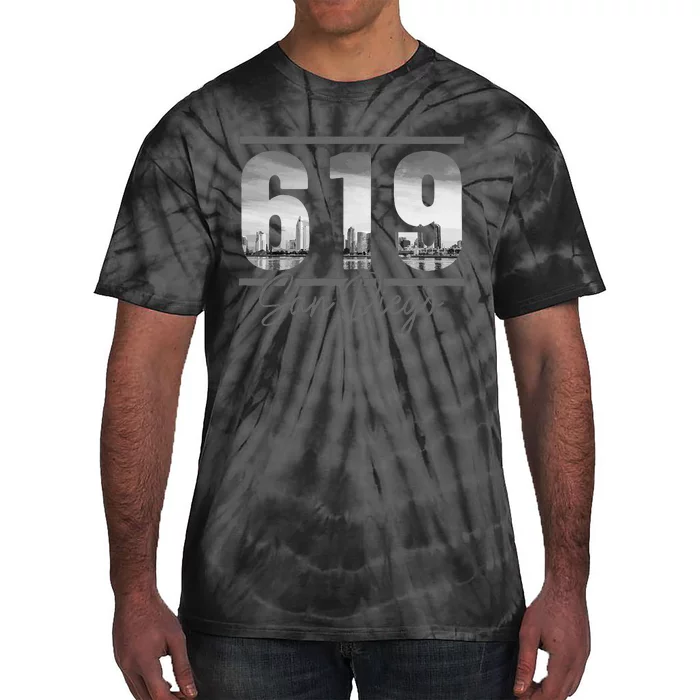 San Diego 619 Area Code Vintage Skyline California Tie-Dye T-Shirt