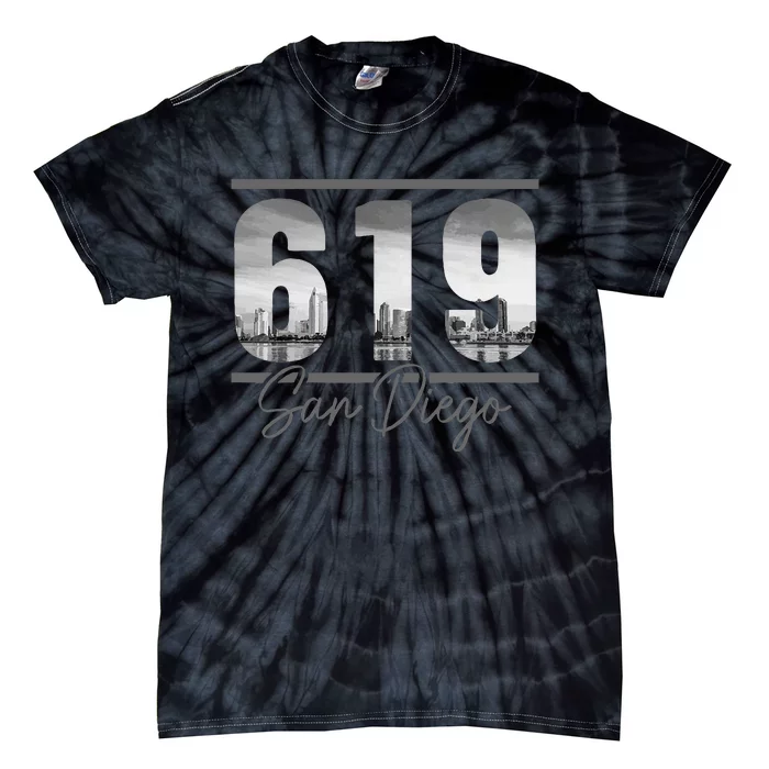 San Diego 619 Area Code Vintage Skyline California Tie-Dye T-Shirt