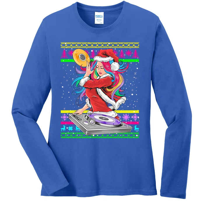 Santa Dj 90s Fancy Dress Costume And Christmas Dj Gift Ladies Long Sleeve Shirt