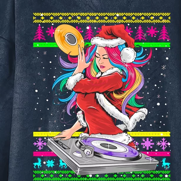 Santa Dj 90s Fancy Dress Costume And Christmas Dj Gift Hooded Wearable Blanket