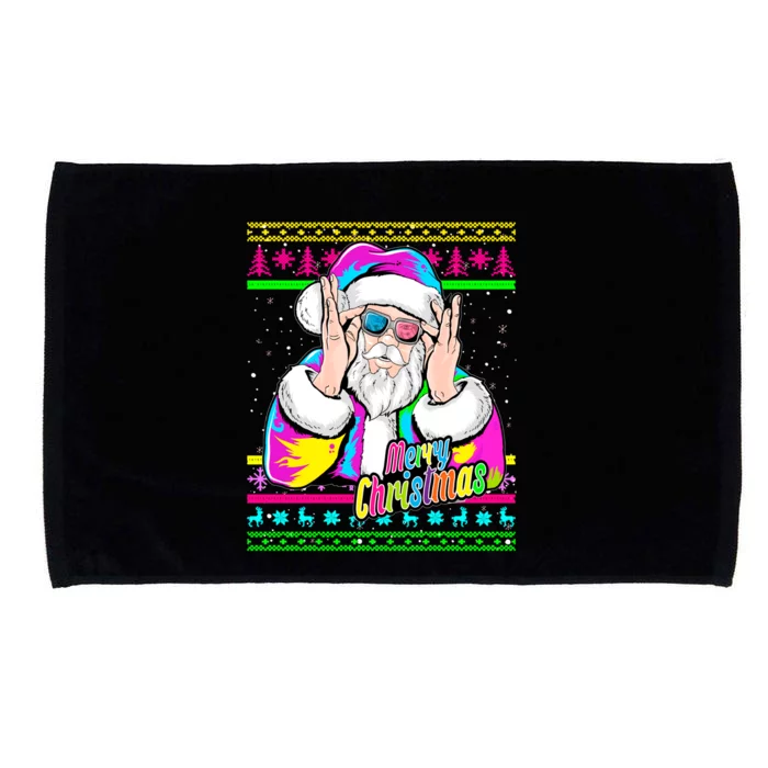 Santa Dj 90s Fancy Dress Costume And Christmas Dj Gift Microfiber Hand Towel