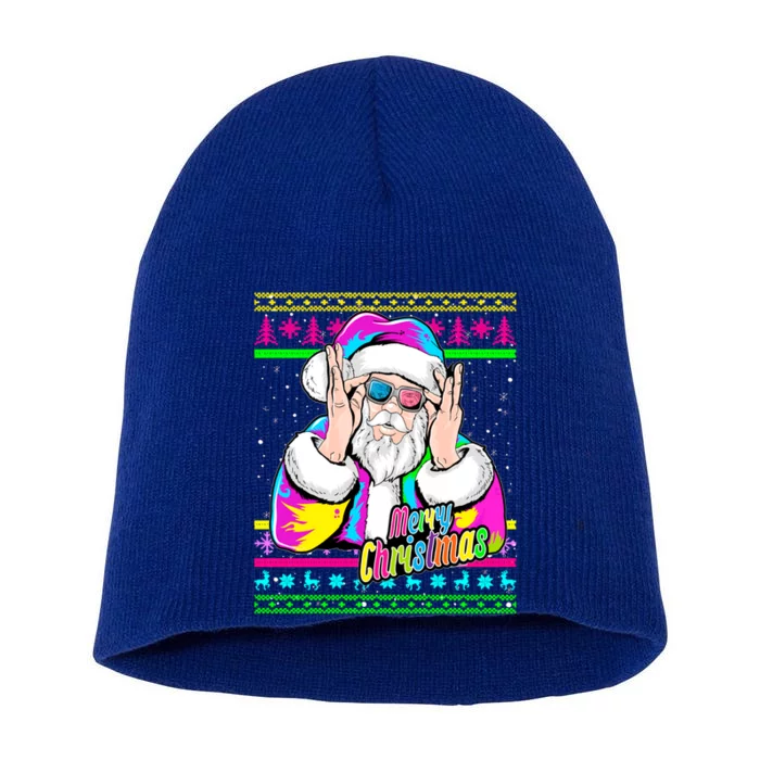 Santa Dj 90s Fancy Dress Costume And Christmas Dj Gift Short Acrylic Beanie