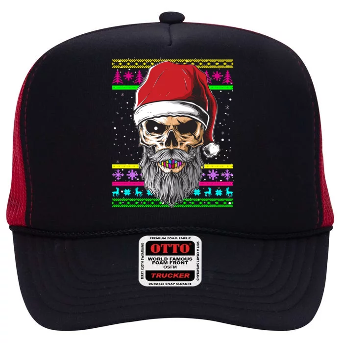 Santa Dj 90s Fancy Dress Costume And Christmas Dj Gift High Crown Mesh Trucker Hat