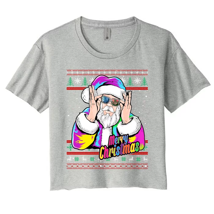 Santa Dj 90s Fancy Dress Costume And Christmas Dj Gift Women's Crop Top Tee