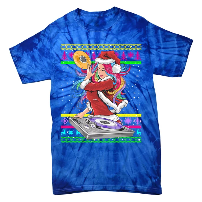 Santa Dj 90s Fancy Dress Costume And Christmas Dj Great Gift Tie-Dye T-Shirt