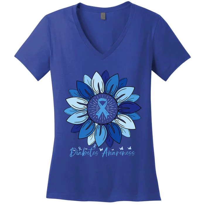 Sunflower Diabetes Awareness Month Women's V-Neck T-Shirt