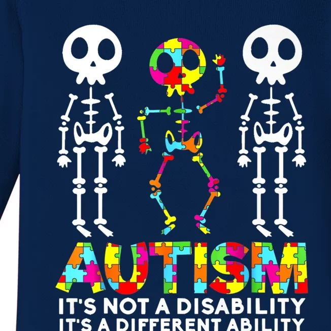 Skull Dance Autism Awareness Mom Dad Autism Funny Gift Baby Long Sleeve Bodysuit