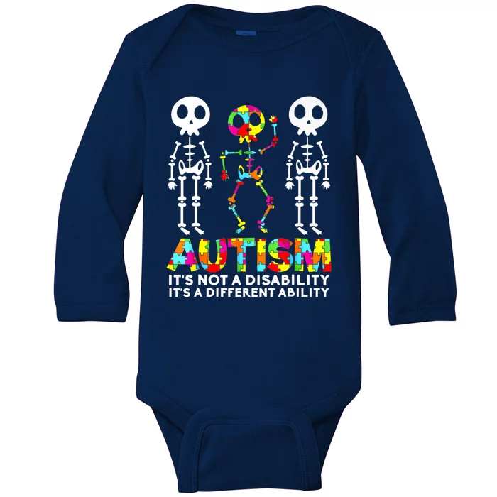 Skull Dance Autism Awareness Mom Dad Autism Funny Gift Baby Long Sleeve Bodysuit