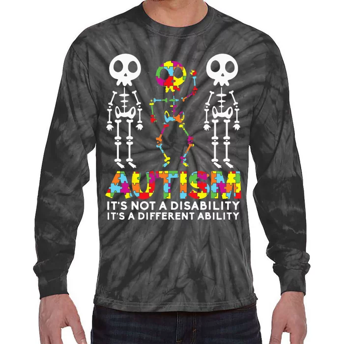 Skull Dance Autism Awareness Tee Mom Dad Kids Autism Tie-Dye Long Sleeve Shirt