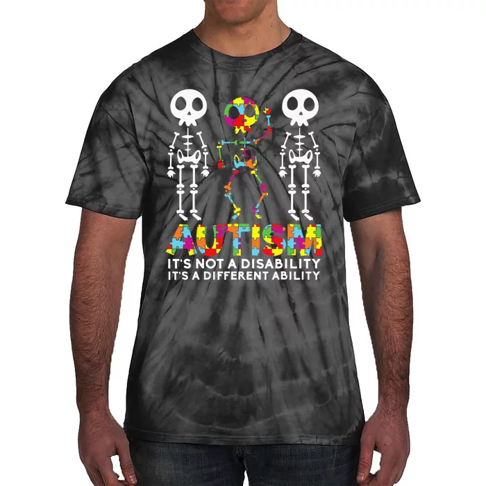 Skull Dance Autism Awareness Tee Mom Dad Kids Autism Tie-Dye T-Shirt