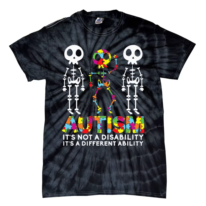 Skull Dance Autism Awareness Tee Mom Dad Kids Autism Tie-Dye T-Shirt