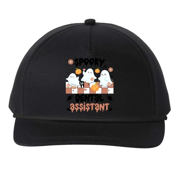 Spooky Dental Assistant Halloween Dental Assisting Groovy Meaningful Gift Snapback Five-Panel Rope Hat