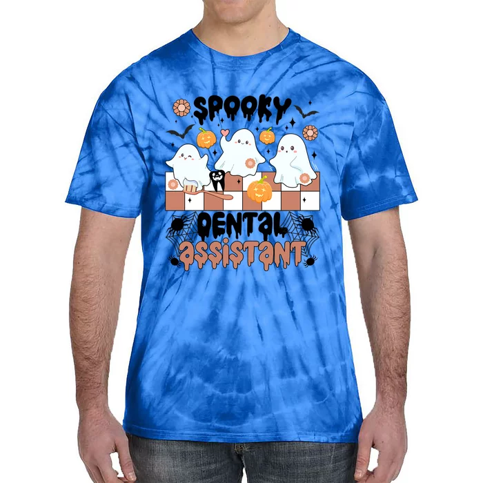 Spooky Dental Assistant Halloween Dental Assisting Groovy Meaningful Gift Tie-Dye T-Shirt