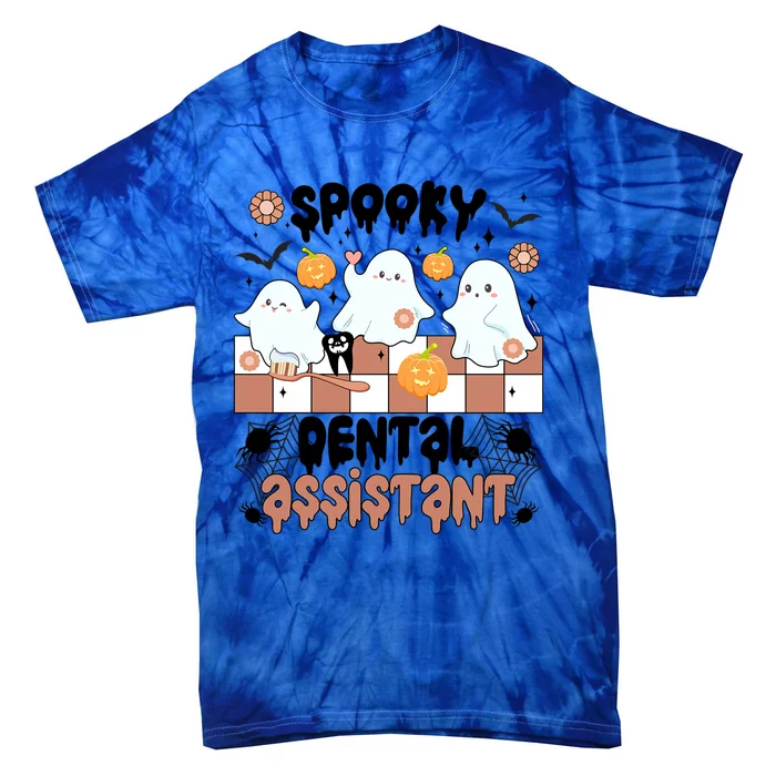 Spooky Dental Assistant Halloween Dental Assisting Groovy Meaningful Gift Tie-Dye T-Shirt