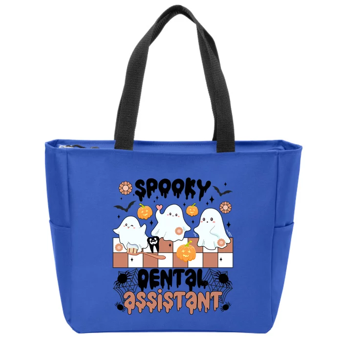 Spooky Dental Assistant Halloween Dental Assisting Groovy Meaningful Gift Zip Tote Bag