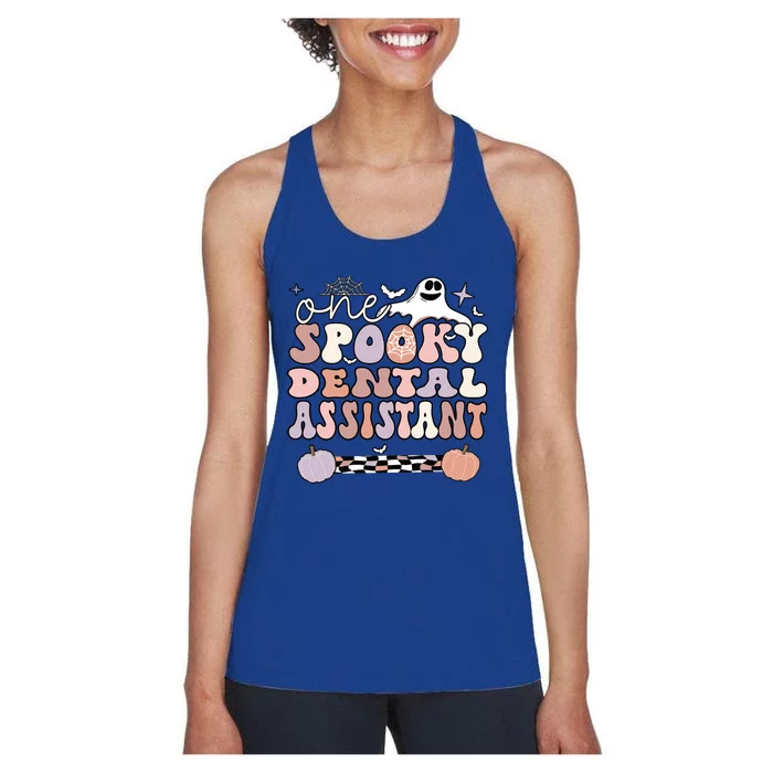 Spooky Dental Assistant Halloween Dental Assisting Gift Women's Racerback Tank