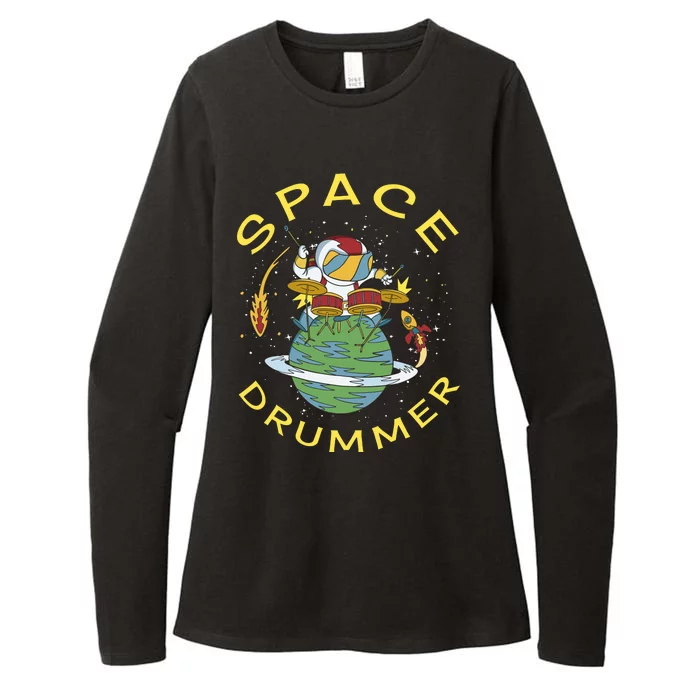 Space Drummer Astronaut Womens CVC Long Sleeve Shirt