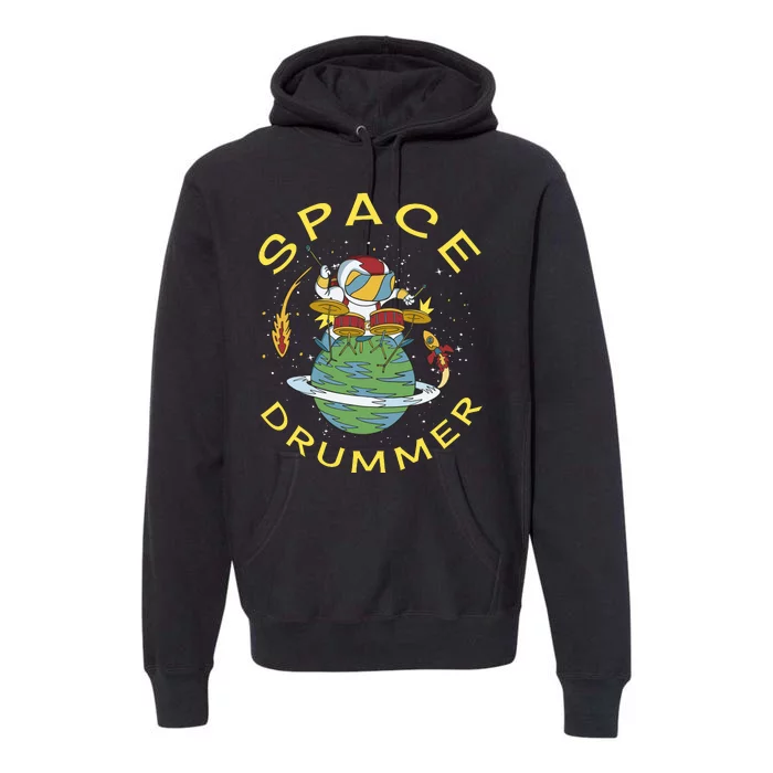 Space Drummer Astronaut Premium Hoodie