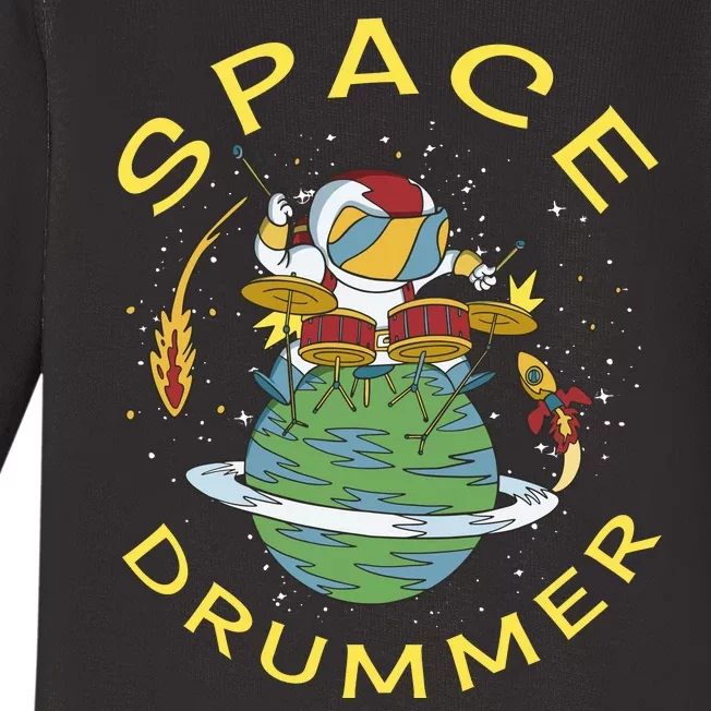 Space Drummer Astronaut Baby Long Sleeve Bodysuit