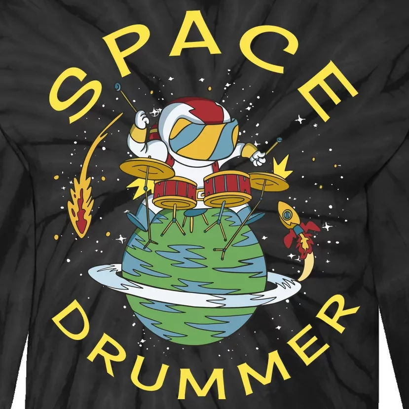 Space Drummer Astronaut Tie-Dye Long Sleeve Shirt