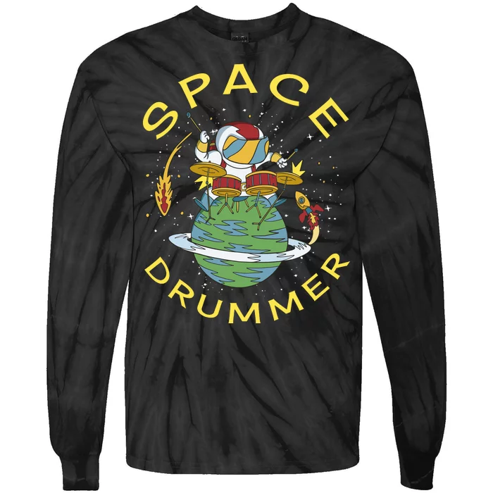 Space Drummer Astronaut Tie-Dye Long Sleeve Shirt