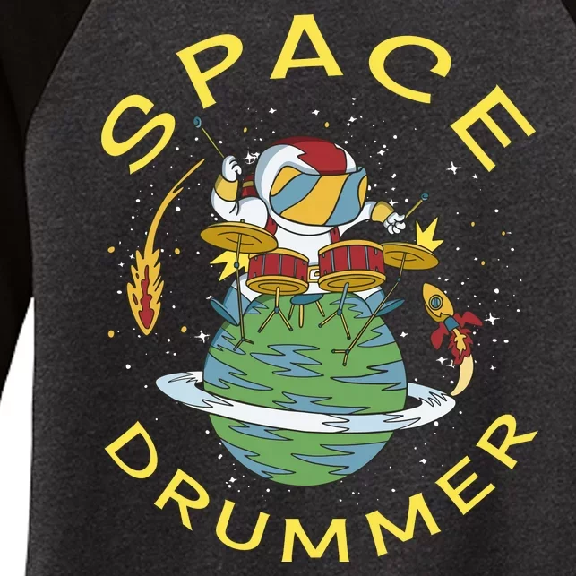 Space Drummer Astronaut Women's Tri-Blend 3/4-Sleeve Raglan Shirt