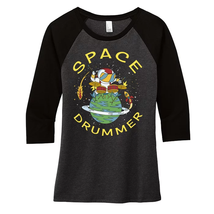 Space Drummer Astronaut Women's Tri-Blend 3/4-Sleeve Raglan Shirt