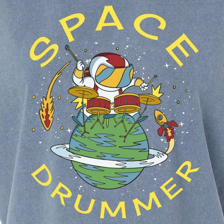 Space Drummer Astronaut Garment-Dyed Women's Muscle Tee