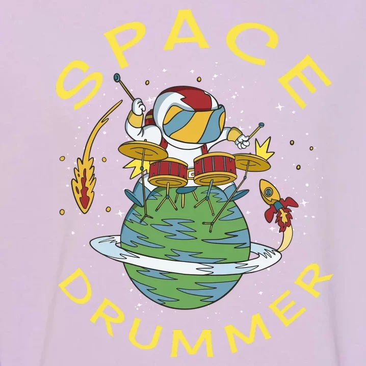 Space Drummer Astronaut Garment-Dyed Sweatshirt