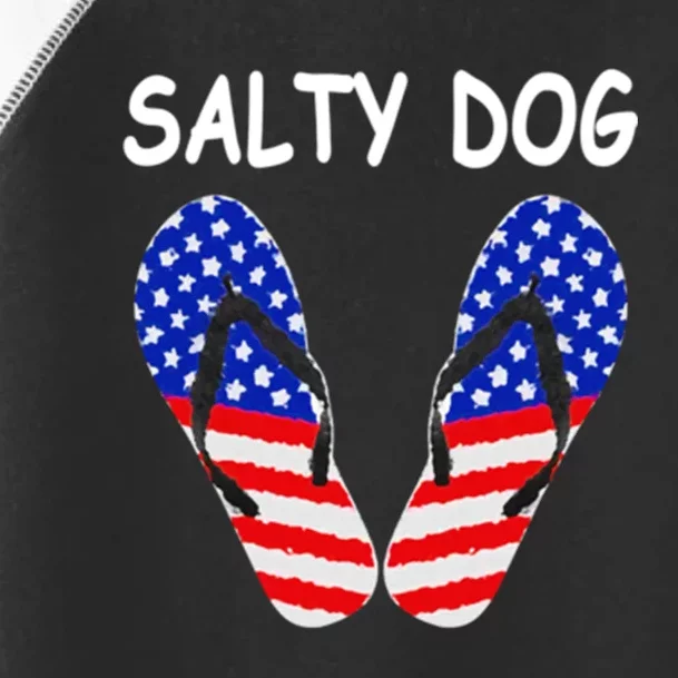 Salty Dog American Flag Flip Flops Long Sleeve Toddler Fine Jersey T-Shirt