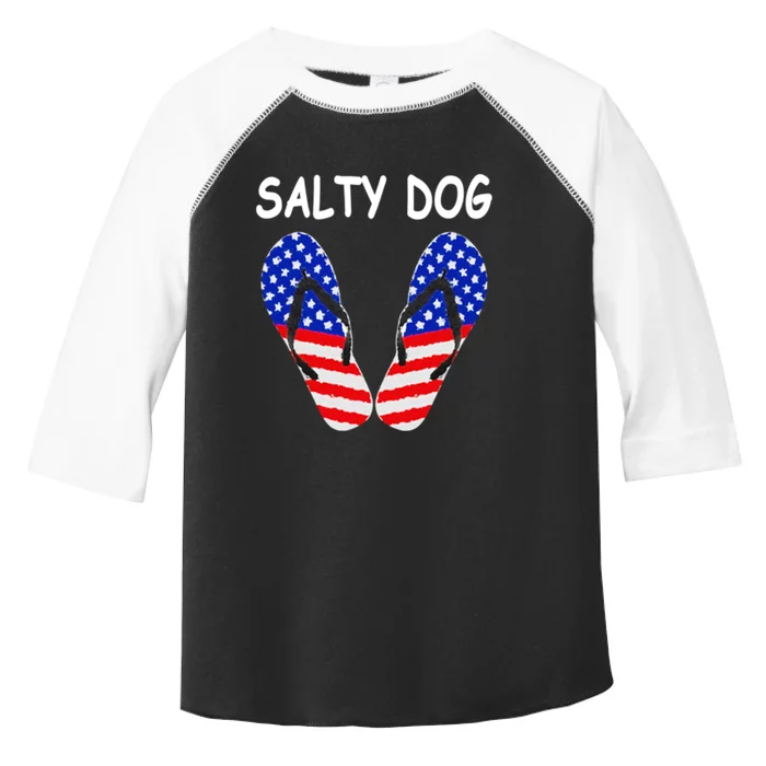 Salty Dog American Flag Flip Flops Long Sleeve Toddler Fine Jersey T-Shirt