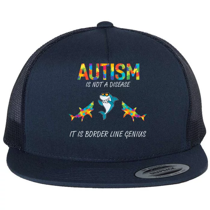 Shark Dabbing Autism Awareness Month Costume Puzzle Cool Gift Flat Bill Trucker Hat