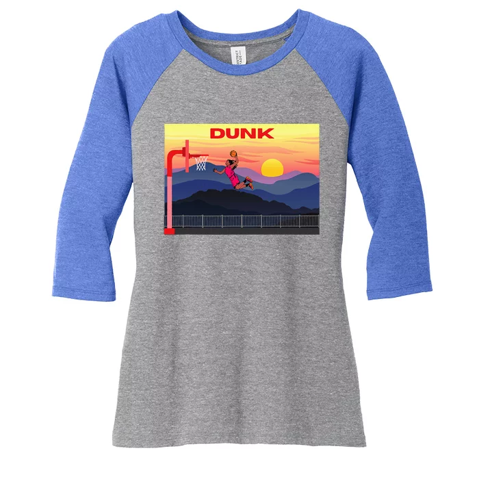 Slam Dunk Alleyoop Highflying Dunk Hang Time Dunk Women's Tri-Blend 3/4-Sleeve Raglan Shirt