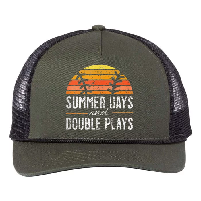 Summer Days And Double Plays Baseball Player Retro Vintage Retro Rope Trucker Hat Cap