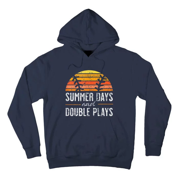 Summer Days And Double Plays Baseball Player Retro Vintage Tall Hoodie