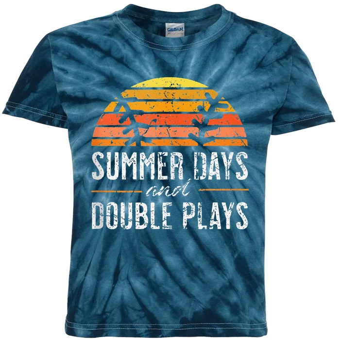 Summer Days And Double Plays Baseball Player Retro Vintage Kids Tie-Dye T-Shirt