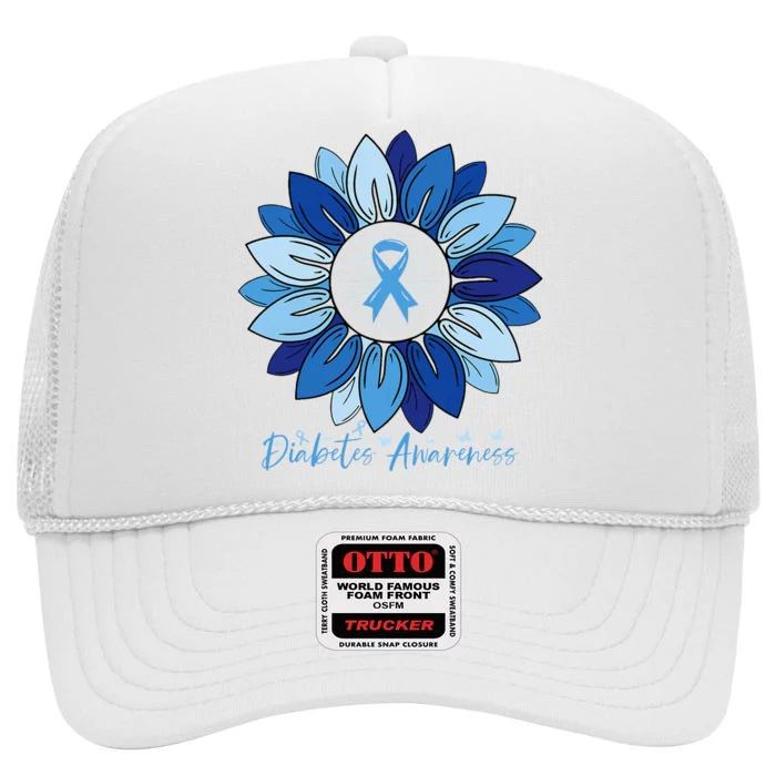 Sunflower Diabetes Awareness Month High Crown Mesh Trucker Hat