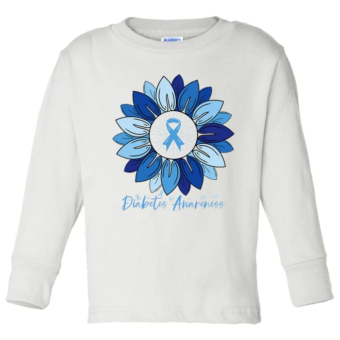 Sunflower Diabetes Awareness Month Toddler Long Sleeve Shirt