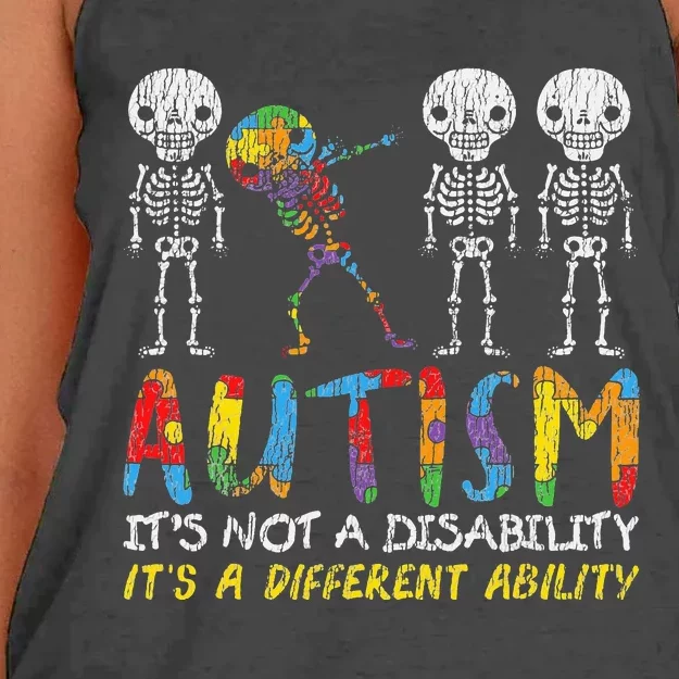 Skeleton Dabbing Autistic Autism Awerness Women's Knotted Racerback Tank