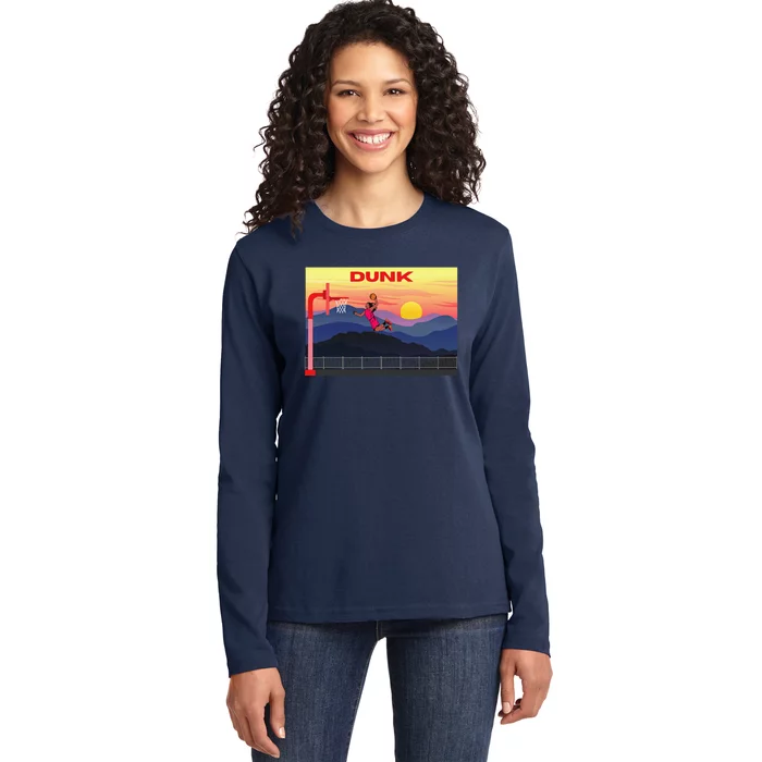 Slam Dunk Alleyoop Highflying Dunk Hang Time Dunk! Ladies Long Sleeve Shirt