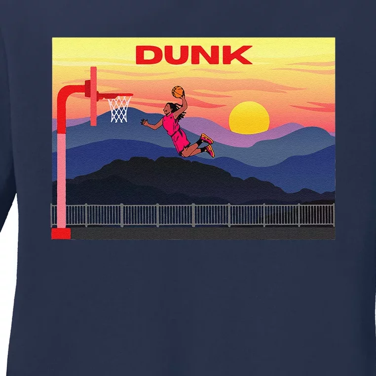 Slam Dunk Alleyoop Highflying Dunk Hang Time Dunk! Ladies Long Sleeve Shirt