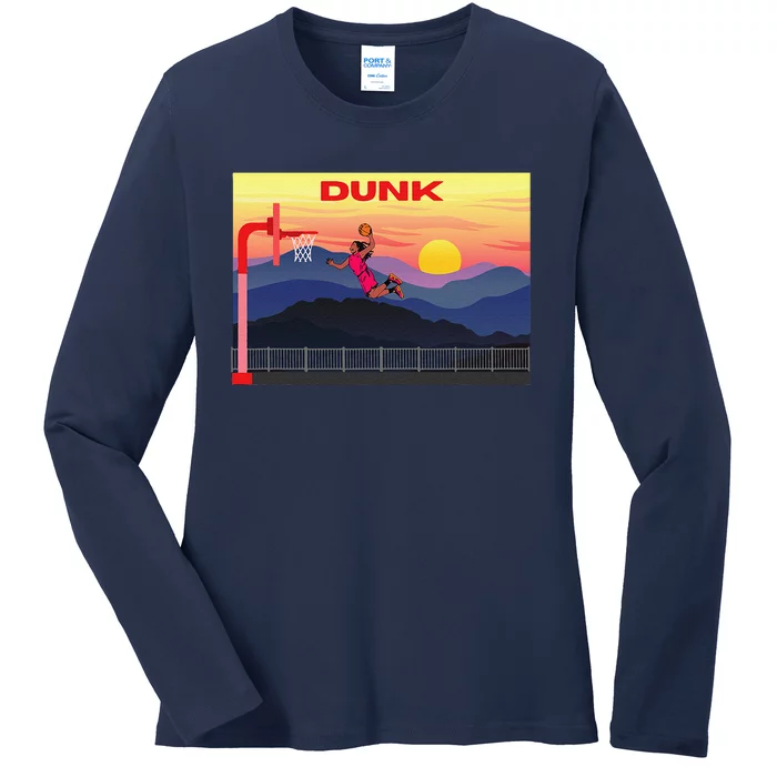 Slam Dunk Alleyoop Highflying Dunk Hang Time Dunk! Ladies Long Sleeve Shirt