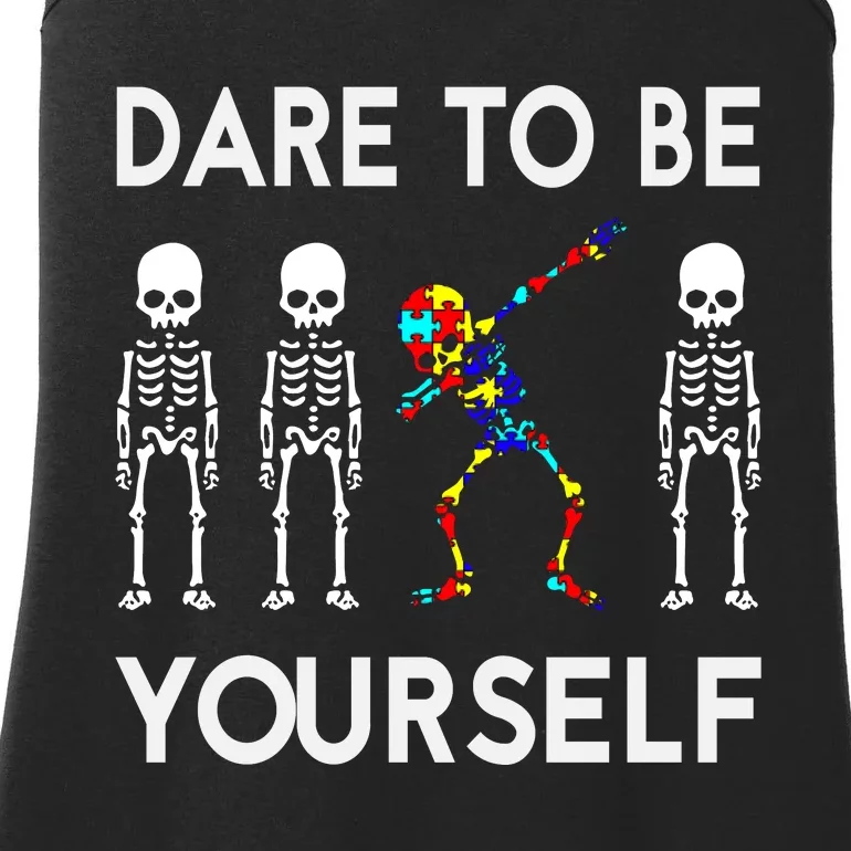 Skeleton Dabbing Autism Awareness Ladies Essential Tank