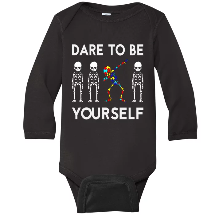 Skeleton Dabbing Autism Awareness Baby Long Sleeve Bodysuit