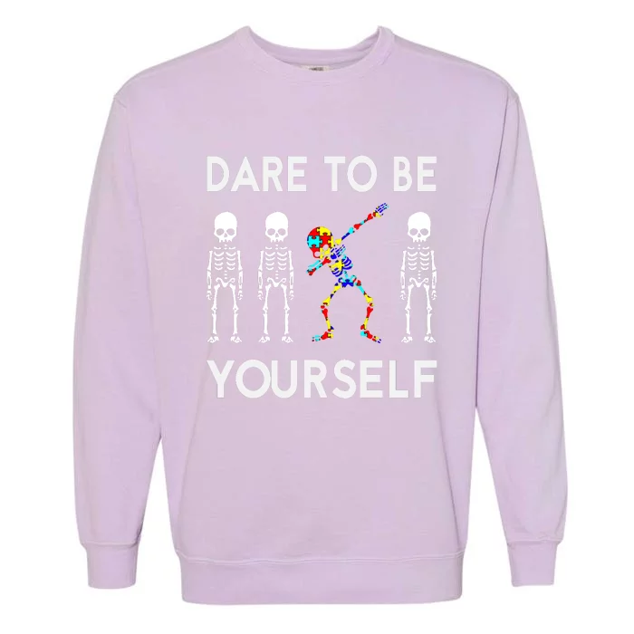 Skeleton Dabbing Autism Awareness Garment-Dyed Sweatshirt