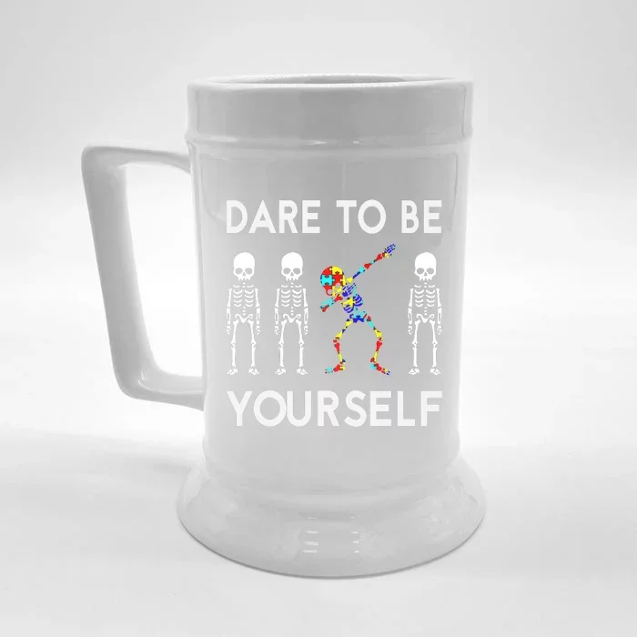 Skeleton Dabbing Autism Awareness Front & Back Beer Stein