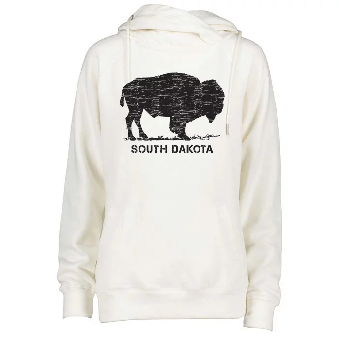 South Dakota And American Buffalo Bison Womens Funnel Neck Pullover Hood