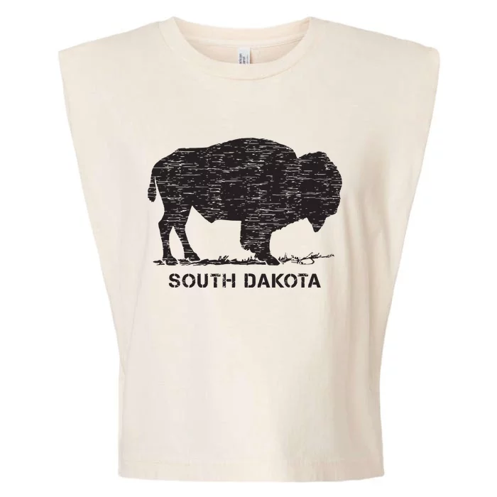 South Dakota And American Buffalo Bison Garment-Dyed Women's Muscle Tee